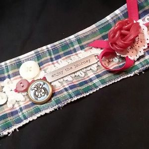 Hand crafted fabric cuff bracelet. One of a Kind.
